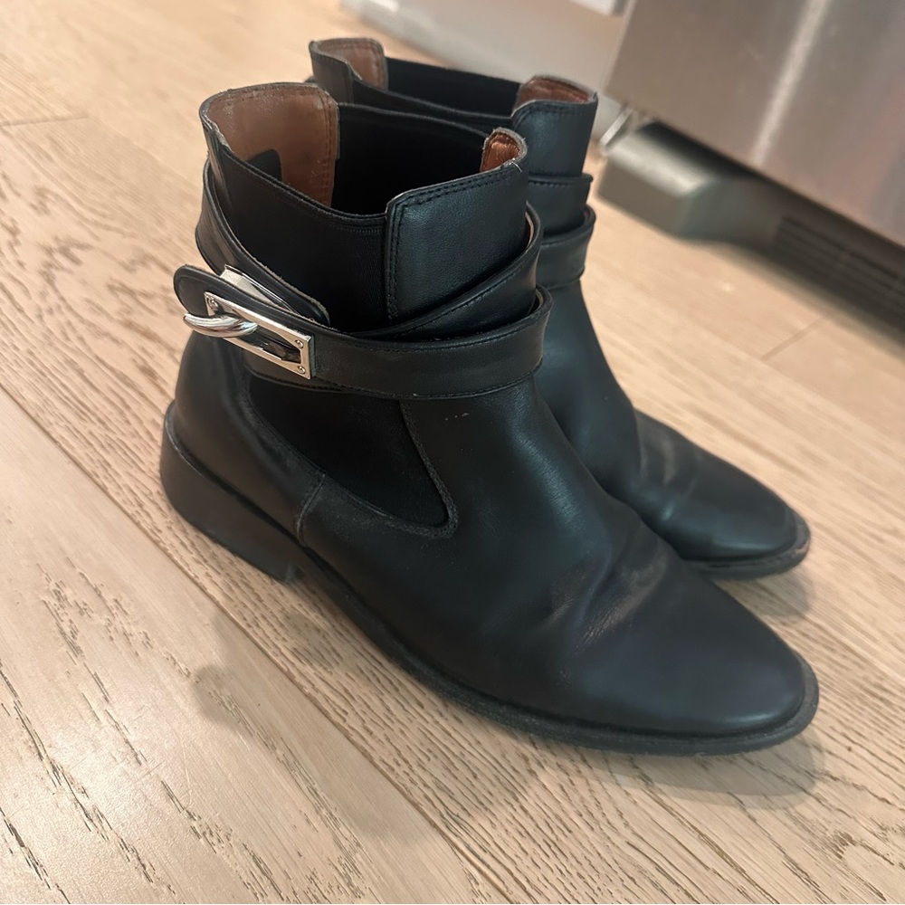 Givenchy Black Ankle Boots with Silver Buckle